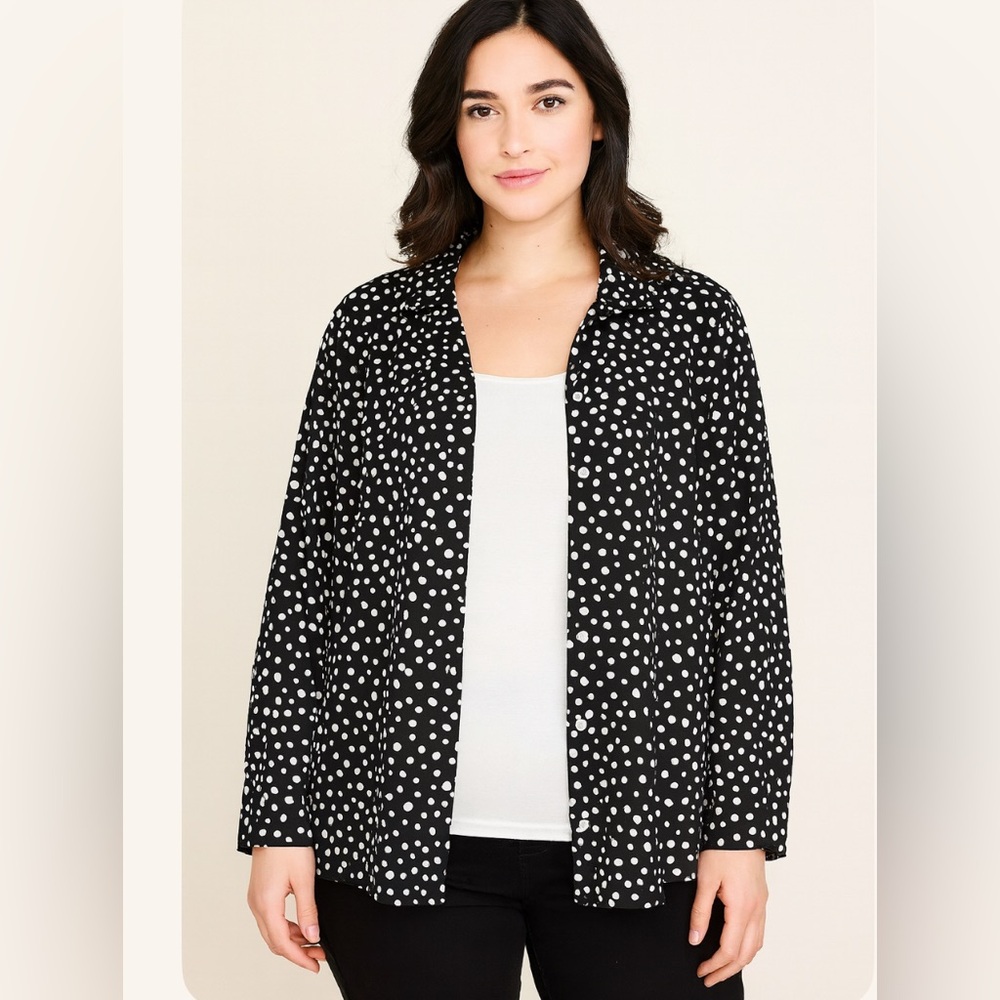 Reference Point Black Polka Dot Blouse - image 1